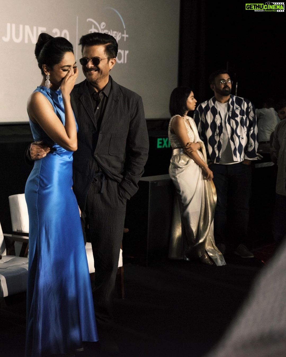 Sobhita Dhulipala Instagram - Press conference for #TheNightManager in Mumbai ki बारिश wearing Kaveri-blue 💙🩵🤍 Out in 2 daaaaaays!