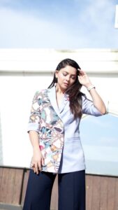 Sonalee Kulkarni Instagram - Which look do you like the most ? Styled by @sshorewala #sonaleekulkarni #ootd #ootw #fashion #pants #blazer #saree #blue #grey #pink #dress #instagram #instastyle