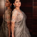 Sonalee Kulkarni Instagram - 🩶 Styled by @sshorewala Outfit by @designerkaran88 Photographer @suraj_sb__ #sonaleekulkarni #sareelove #steelgrey #grey #gray #sari