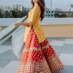 Sonnalli Seygall Instagram - Colour me happy 🧡 Photograph: @the_wedding_files Outfit: @abhinavmishra_ Earrings and maatha patti: @koharbykanika Juttis: @juttichoo Makeup: @saniya.advani Hair: @pinky_viswakarma Styled by: @trishadjani