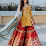 Sonnalli Seygall Instagram - Colour me happy 🧡 Photograph: @the_wedding_files Outfit: @abhinavmishra_ Earrings and maatha patti: @koharbykanika Juttis: @juttichoo Makeup: @saniya.advani Hair: @pinky_viswakarma Styled by: @trishadjani