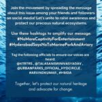 Sri Divya Instagram – Dear Hyderabadi’s,
As the scorching sun beats down on us and we anxiously await water tankers due to the dried-up groundwater, another challenging situation looms before us. The HMDA’s plan to establish India’s largest marine park and aviary right here in Hyderabad carries far-reaching negative impacts, not only for us but also for the health of our oceans and the planet as a whole.

We urge you to take a moment to educate yourselves about this matter and actively share the information with your friends and family. It is of utmost importance that we understand the potential consequences of this project. 
Our future and the well-being of our children are at stake. Let’s unite to protect our environment, secure a sustainable future, and reject the establishment of such facilities. 
Join us in raising awareness with the hashtags #HyderabadSaysNoToMarineParkAndAviary and #NoMoreCaptivityForEntertainment. 

Tag the following officials to ensure our voices are heard:
@KTRTRS , @TALASANISRINIVASYADAV ,  @URBANPARKS_OFFICIAL_HYDCIRCLE ,  #ARVINDKUMAR , #HMDA 

Thank you in advance for your attention and support.

*There was a technical error in the calculation of water required for paddy crop. However, the amount of water is substantial as it can produce up to 3000-5000 kilograms of millets or 1500-3000 kilograms of wheat, there can be more such examples. Considering water as a precious resource, we should refrain from wasting it on such facilities and instead utilize it for more essential and meaningful purposes. 

 #KothwalgudaEcoPark #Hyderabad #HyderabadNatureLovers