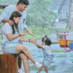 Sridevi Ashok Instagram - The struggle is real to get that 1 picture of us together ☹️ . She is like … you guys do what ever you want …. Kids have their own cute ways to show possessiveness and soo cute to watch them do so.. @ashok_chintala @sitara_chintala Photography : @rootzstudios Chennai, India