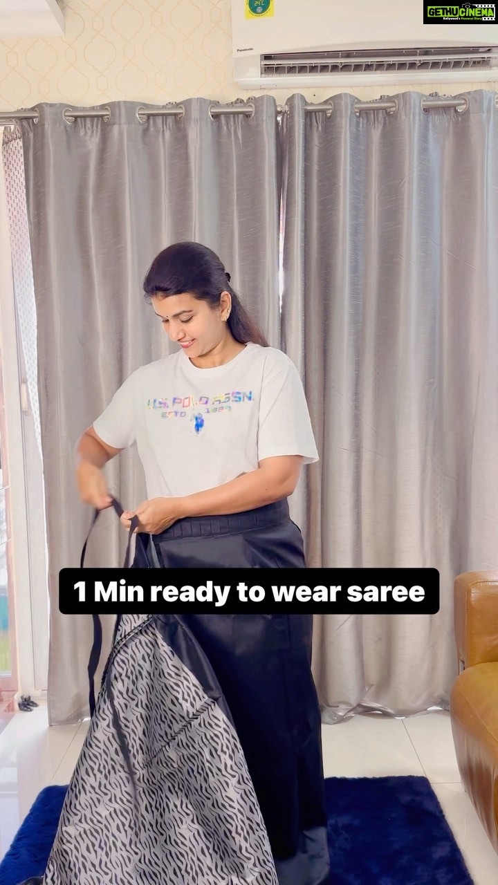 Sridevi Ashok Instagram - Tried this Ready to wear 1 min saree from @sarasarees.in The saree is customised according to your size , they have variety of collections do check out their page ! @sarasarees.in