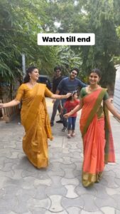 Sridevi Ashok Instagram - Vibing for the trend with my ponni team. @vaishusundarofficial @actorsabari @karthik_sasidharan_official @vedhasya2018 #srideviashok