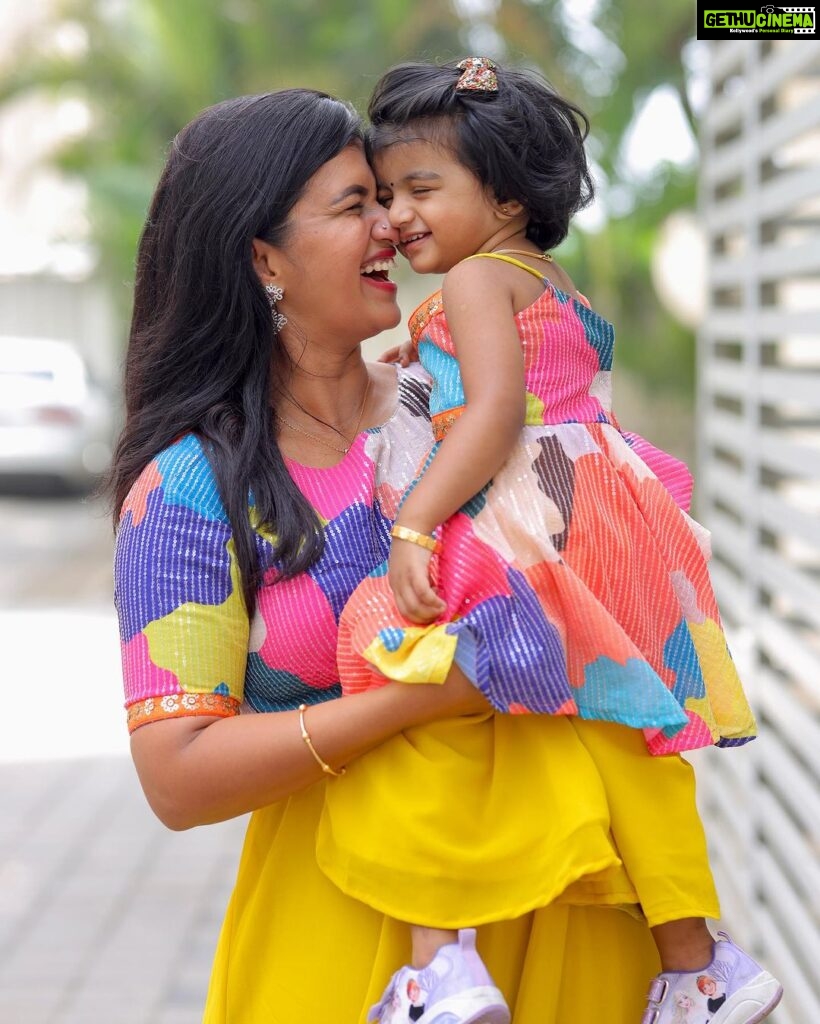Sridevi Ashok Instagram - Happiness is wearing the same dress ❤️ Mom & Dress Combo : @io__fashion Photoshoot : @ashok_chintala #srideviashok #fashionable #fashionblogger #fashiongram #designerchildrenswearofficial #designerwearinspiration #momanddaughter #momanddaughterdress #chennaiinfluencer Chennai, India
