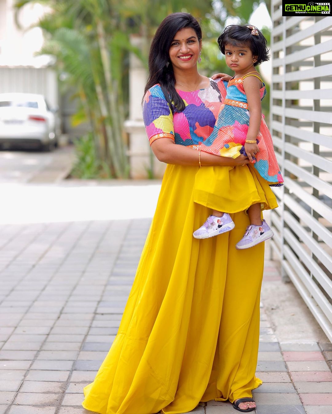 Sridevi Ashok Instagram - Happiness is wearing the same dress ❤️ Mom & Dress Combo : @io__fashion Photoshoot : @ashok_chintala #srideviashok #fashionable #fashionblogger #fashiongram #designerchildrenswearofficial #designerwearinspiration #momanddaughter #momanddaughterdress #chennaiinfluencer Chennai, India