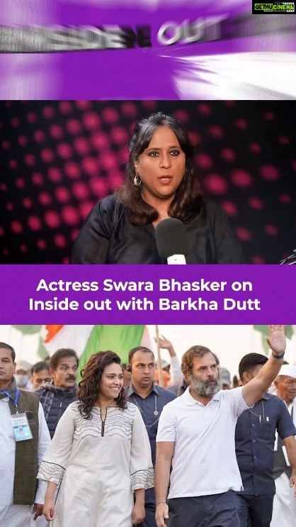 Swara Bhaskar Instagram - In the 20th episode of our podcast "Inside Out," actress Swara Bhasker engages in a conversation with Barkha Dutt about whether she would consider joining the #congress party or contemplate running for an election. Watch the full podcast on our YouTube channel. @barkha.dutt @reallyswara #swarabhasker #congress #rahulgandhi #barkhadutt