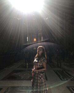 Swathi Reddy Instagram - These pics are not edited. That’s the setting sun shining through the gorgeous glass ceilings. Visiting the St. Peter's Basilica was an overwhelming experience. I was standing there in awe of the place, the power it holds and noticing the faces of the light Sunday crowd when I heard her say, “Don’t move, don’t move, I have to capture this”. Got lucky and posed.

Back to the faces..everybody is struggling. The ones you know and the ones you don’t. Now that is a deeply understated bond we all share.