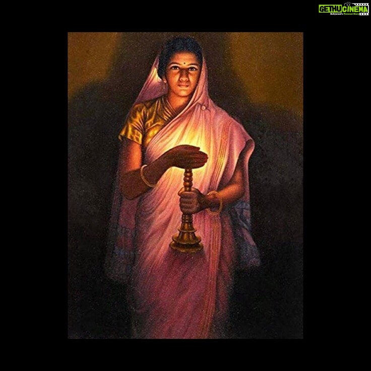 Swathi Reddy Instagram - Gita from “Glow Of Hope”. Gita was 14 when her father saw her walking with diyas on a Diwali night and was inspired to paint this. Also, recreating this was monster work. Be kind to team @sruvamstudios guys. They spent hours trying to recreate the tricky game of shadows and light and @maneesh_katam for MUA The last of the old school girl :) S L Haldankar