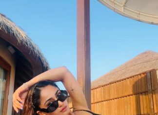 Tridha Choudhury Instagram - Bathing in golden hour ⭐️ @wmaldives ⭐️ #maldivesislands #maldivesresorts #hotelsandresorts #travelwithtridha #vacationmood #springbreak2023