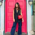 Tridha Choudhury Instagram – Painting the Town Red 🚀

#stylewithtridha #valentinorossi #sundaybrunch #sundaybrunchday