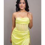 Ulka Gupta Instagram - Feeling sub'Lime' in this gorgeous dress from @girlsslay.official ❤️ Shot by: @shotbyhemanth Jewellery : @shrustarin Stylist : @instylewithaditi Makeup : @shikhashah_mua Hair : @shweta_adornvogue PR : @oceanmediapr