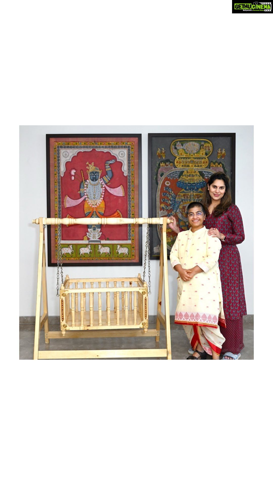 Upasana Kamineni Instagram - We are honoured & humbled to receive this heartfelt gift from the incredible young women of #PrajwalaFoundation. This handcrafted cradle holds immense significance, symbolizing strength, resilience, and hope. It represents a journey of transformation and self-respect that I want my child to be exposed to from birth. π @sunitha.krishnan