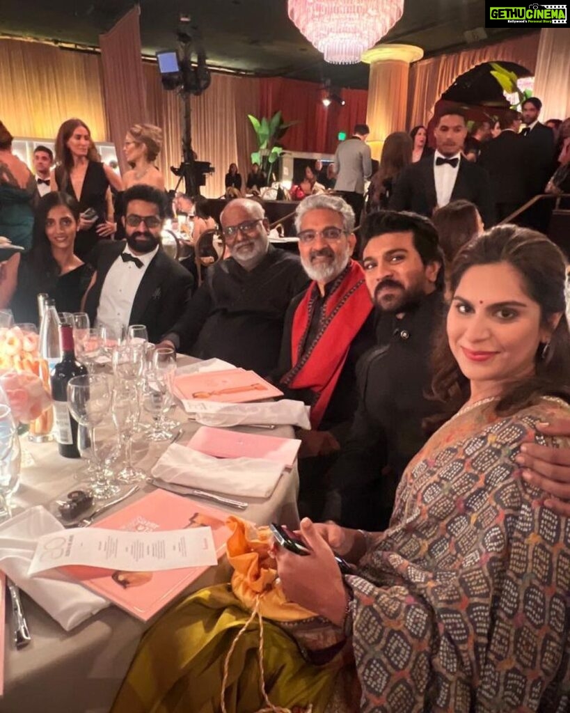 Upasana Kamineni Instagram - Such an honour to be a part of the #RRR family. Proudly representing & winning for Indian Cinema. #jaihind Thank u Mr.C & Rajamouli Garu for making me part of this journey. From shooting in Ukraine to the Golden Globe Awards you have taught me that clarity of thought, hard work & perseverance pays off. I’m sooo happy my baby can experience this along with me 🤗❤️ I’m soooooo emotional 🥹 @alwaysramcharan @ssrajamouli @rrrmovie @goldenglobes