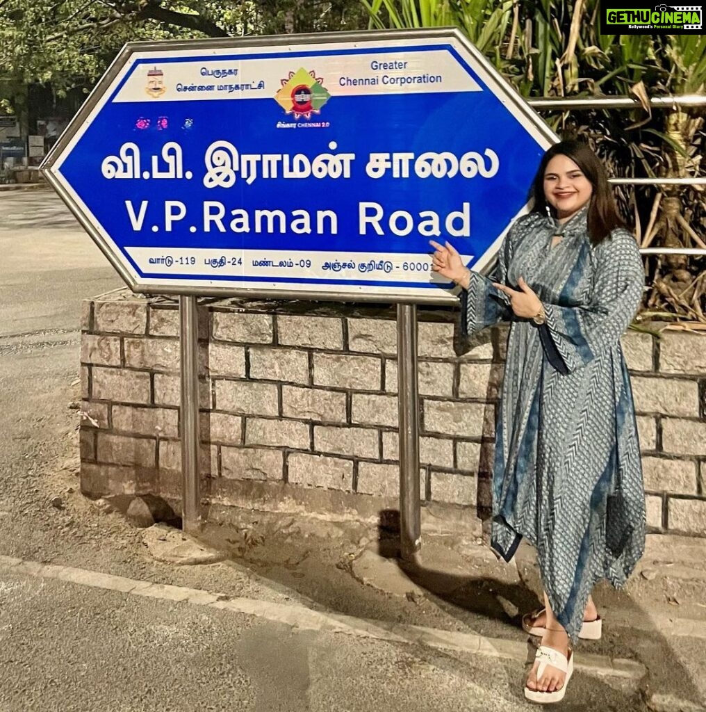 Vidyulekha Raman Instagram - Extremely proud moment standing next to the sign for the road named after my late grandfather V.P Raman. Thank you to the Hon. CM @mkstalin sir and the government of Tamil Nadu for honouring him. You can read about his life in the book “The Man Who Would Not Be King” written by @bharat.lawman available on Amazon #family #proud #vpraman #chennai Chennai,Tamilnadu