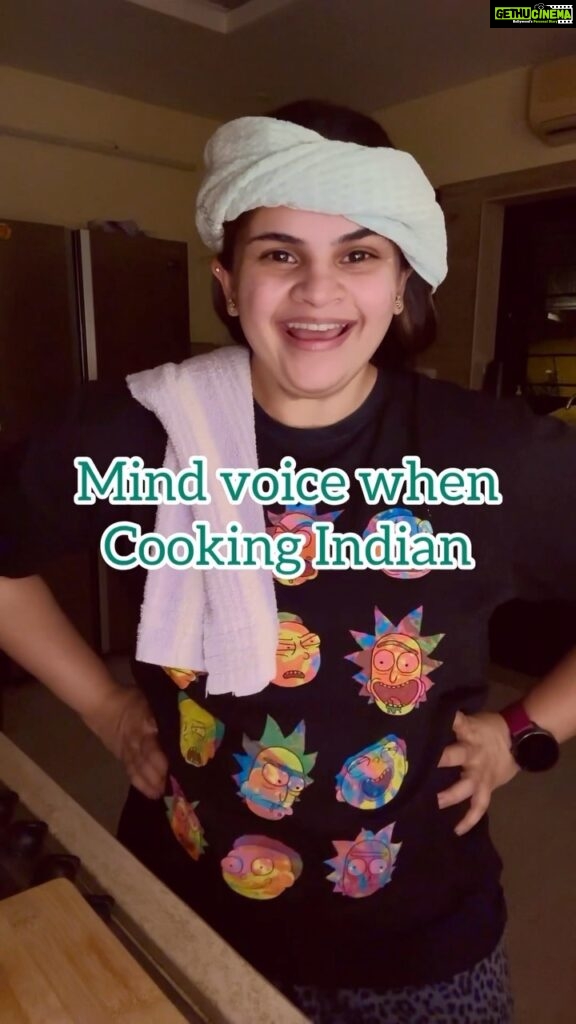 Vidyulekha Raman Instagram - Mind Voice Series - Cooking Continental Vs. Cooking Indian 🌎🇮🇳😋 #comedy #mindvoice #funnyreels #funny #cooking #cookingvideos #trending #humour #villagecooking #cookingchannel #gordonramsay #masterchef #finedining #indianfood #vidyuraman #internationalfood