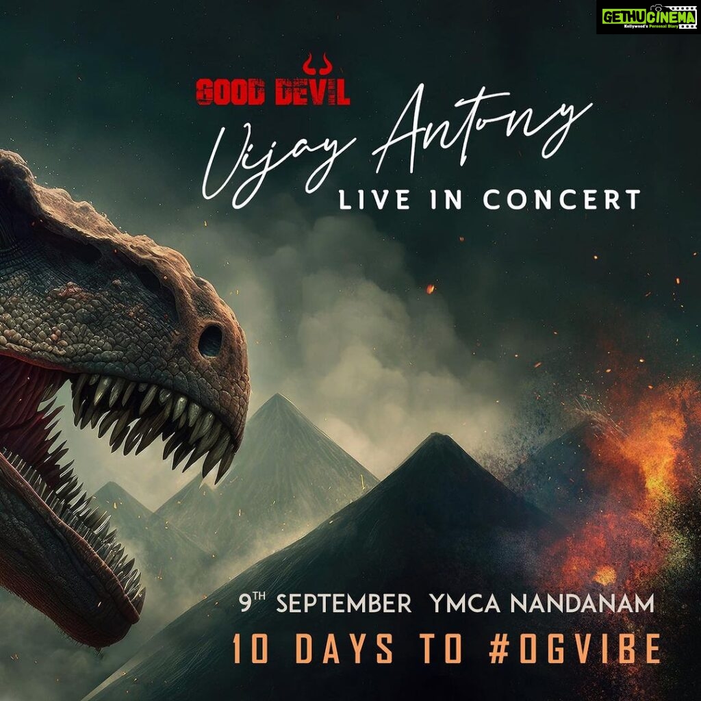 Vijay Antony Instagram - Just 10 Days to #OgVibe 🪩 Good Devil 😈 Vijay Antony - Live In Concert, Chennai🔥 Book your tickets now @insider.in (Link In Bio) @vijayantony @noiseandgrains @gangmedia_offl @karya2000 @itisveer @onlynikil #vijayantony #noiseandgrains #chennai