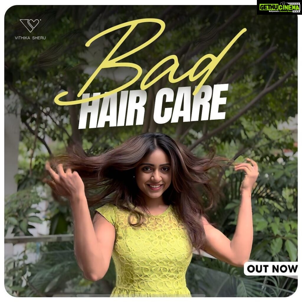 Vithika Sheru Instagram - Hey Besties, I usually style my hair after every hair wash, Becoz of that my hair do get damaged but I’m never worried about it Becoz I follow The Best Hair Care Routine. Do Check It Out Link In My Bio