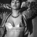 Yaashika Aanand Instagram - The B&W Series 💣🖤🏴‍☠️ . Concept/styling @beingstyl Photography @theportraitstudio_tps Outfit @_sayaanika_ Jewellery @fineshinejewels Mua @makeupreva Hair @thoorigaikabilan