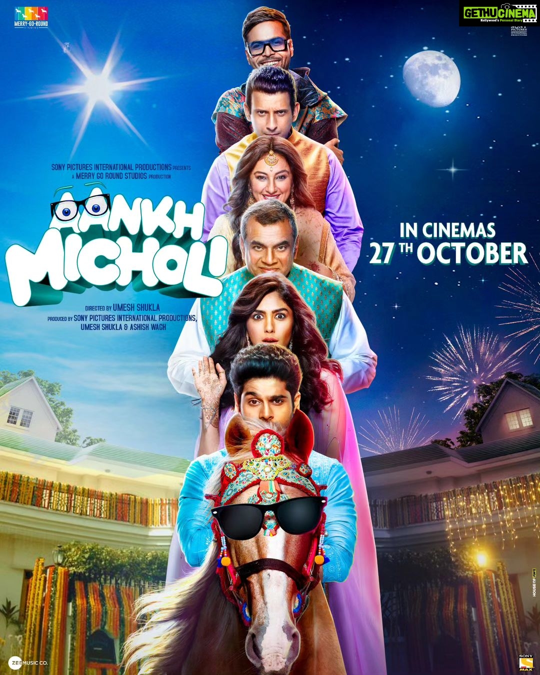 Abhimanyu Dasani Instagram - Theatres are calling! The director who brought you 'Oh My God' and '102 Not Out' @umesh_shukla_official is back to steal your hearts! Presenting, the poster of 'Aankh Micholi' β a family entertainer that promises a riot of laughter! π€£ Starring ππΎββοΈand @mrunalthakur @pareshrawalofficial @sharmanjoshi @divyadutta25 @nowitsabhi #VijayRaaz #DarshanJariwala @grushakapoor24 Releasing on 27th October, in cinemas near you! @mgr_studios @ashishwagh7 @sonypicturesin @zeemusiccompany #SonyPicturesFilmsIndia #PosterLaunch