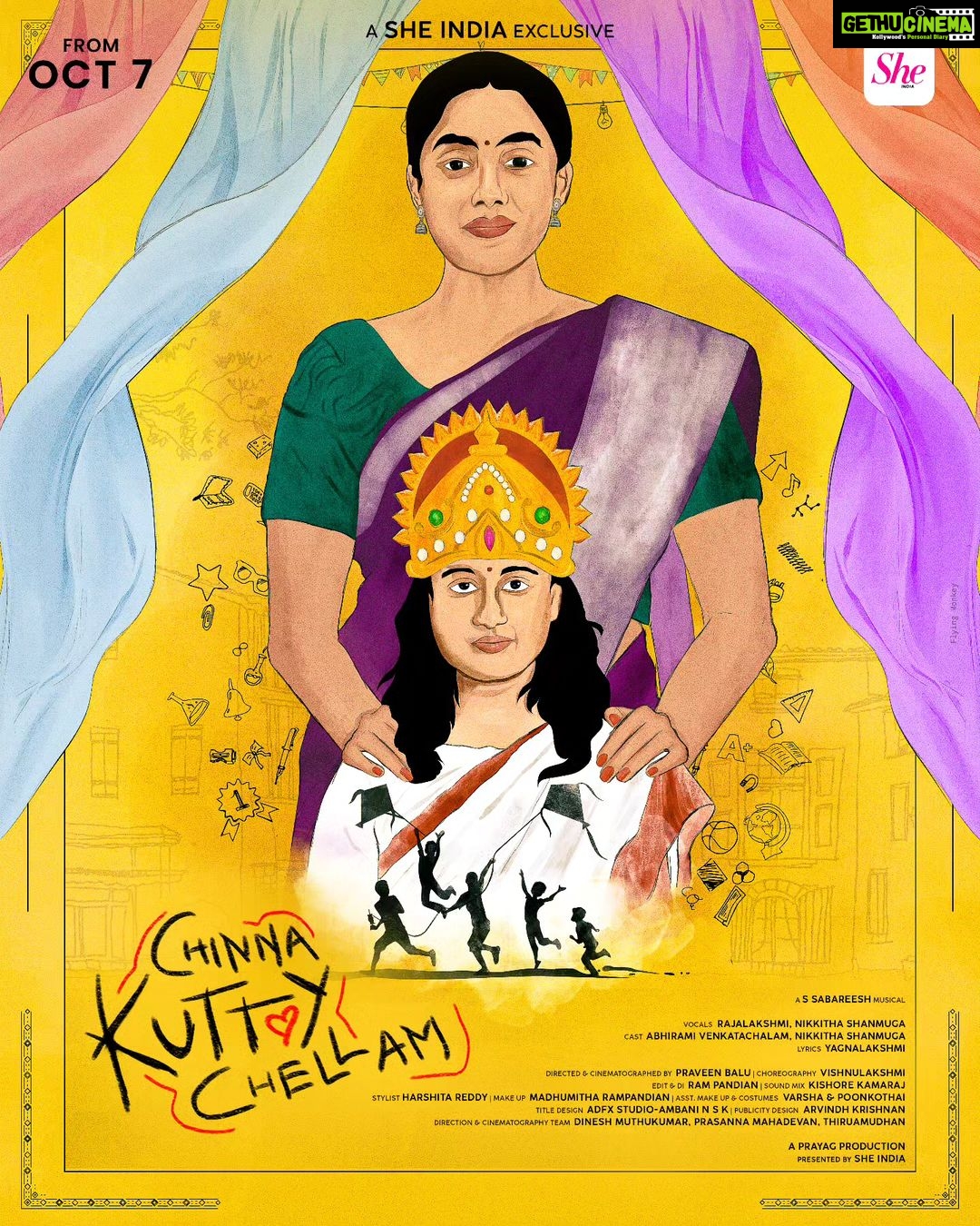 Abhirami Venkatachalam Instagram - We are happy to announce that #ChinnaKuttyChellam exclusive release is bagged by #sheindia . . First is always special. Here we bring you the official First Look of #ChinnaKuttyChellam Happy to be associated with #prayag_productions . . . @abhirami.venkatachalam @nikkitha.sings @yagnashan @sabareeshssatchithanandham @voice_virus @rajalakshmifolk_official @harshithareddy_stylebook @theofficialzaiyan @itsme_dineshrajanmuthukumar @vishnulakshmi.v @madz_makeover @rampandian.n @prasanna._.mahadevan @aflourishingmuse @she_india @its.manikandan . . #FromOct7 #chinnakuttychellam