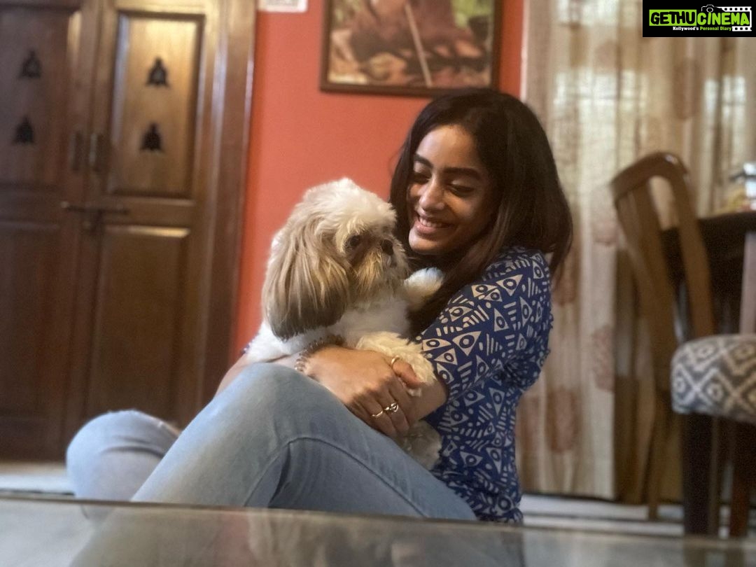 Abhirami Venkatachalam Instagram - Love is so unconditional ;Love liberates ; Love is the reason why I do what I do ; And so I think which is the greatest gift in the world 🤍 #life #love #live #happy #vibes #positivevibes #hugs #doglover #simba #abhiramivenkatachalam #kannamma #ab #instagram #instalove #instalike #instadaily #instagood #instapost #chennai #home