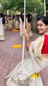Abhirami Venkatachalam Instagram - Onam unjal fun in my very own @kalakshetrafoundation ✨🙏🏼 orey nostalgia 😭video credits- @kaliveerapathiran 🤍 #my #space #love #life #memories #nostalgia #emotional #fun #onam #onamcelebration #abhiramivenkatachalam #kannamma #ab #instagram #instagood #instareels #saree #ootd #chennai Kalakshetra Foundation