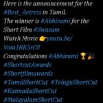 Abhirami Venkatachalam Instagram – Firstly I would like to thank my whole team and my coactors , without them this would have been impossible 🙏🏼 @balaji_krish18 my director my buddy thanks for believing in me 🙏🏼🙏🏼🙏🏼 swasam is too special for me … @iam_arjun.raam you were such an amazing coartist thanks for being so supportive….♥️ @mrkrrish machi I still remember our montage shots …, how funny it was for us … sirichu sethom… on the whole m extremely happy we bagged the best actress award and of course my lovely fam and all beloved good hearted ones who voted for me and made this possible 🤗🤗🤗 #shortfilm #awards #swasam #special #closeto #heart #team #work #film #actor #life #positive #vibe #gods #blessings #gratitude #fam #love #nohate #hardwork #nevergiveup #abhirami #abhiramivenkatachalam #motivate