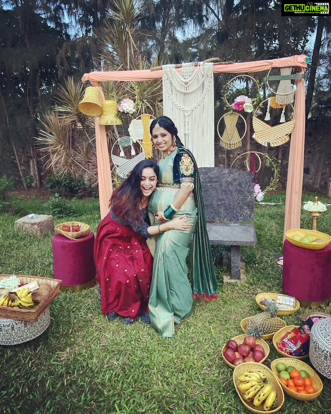 Abhirami Venkatachalam Instagram - Many hearty congratulations on your new bundle of joy , this is the real blessing filling your heart with lots of wonderful memories . I wish you the best happiness and good luck to the life’s awesome treasure baby .....our baby Kabooki is gonna fill your life with unparalleled joy, lighting up your world more and more brighter and colourful... lots and lotssssss of love to you chellam .... I can’t wait to hold the angel in my hands ♥️🧚🏼♀️🦋💋 @kabooki_mua Outfit- @ekantastudio