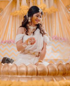 Aditi Prabhudeva Instagram - Haldi 🌻

PC : @happeningpixels 
Styling: @chandangowda_official 
Makeup: @artistryby_priyankaharish 
Decor : @events_factoryy