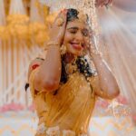 Aditi Prabhudeva Instagram - Haldi 🌻 PC : @happeningpixels Styling: @chandangowda_official Makeup: @artistryby_priyankaharish Decor : @events_factoryy