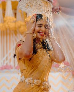 Aditi Prabhudeva Instagram - Haldi 🌻

PC : @happeningpixels 
Styling: @chandangowda_official 
Makeup: @artistryby_priyankaharish 
Decor : @events_factoryy