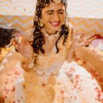 Aditi Prabhudeva Instagram - Haldi 🌻 PC : @happeningpixels Styling: @chandangowda_official Makeup: @artistryby_priyankaharish Decor : @events_factoryy