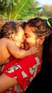 Aditi Sharma Instagram - Thank you honeybun for choosing me 👼🏻 @sartaajahuja ⭐️
Thank you for all the Joy n happiness 🌈
‘A child gives birth to a Mother ‘♥️ 
Grateful to the universe 😇🙏🧿
#celebrate #momlove #gabbar