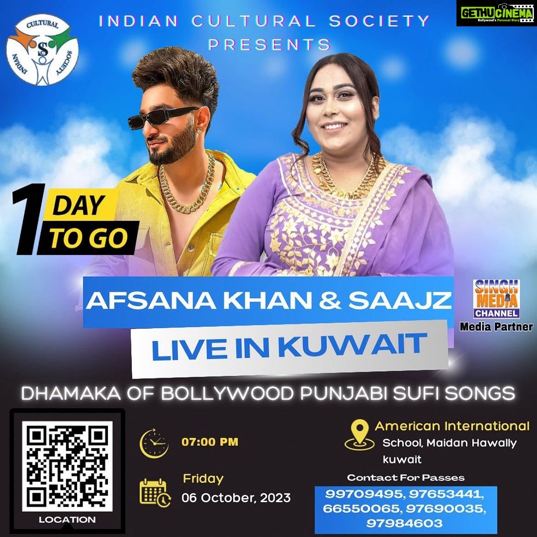 Afsana Khan Instagram - Kuwait š°š¼ 6 October 2023 Performing with my live-concert live band book your ticket guys @itsafsanakhan @saajzofficial @icskuwait_org #afsaajz #afsaajzforever ā¤ļø #justiceforsidhumoosewala #viral #viralvideos #viralreels #reelsinstagram #reels #singer #love #instagood #blessed Chandigarh, India