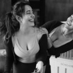 Aisha Sharma Instagram - Around neha I am bouncing off the walls like a kid who’s eaten too much sugar 😆🤓 . That’s us #sharmasisters @nehasharmaofficial 📸 - @mikedesir #blacknwhite #photograph #siblings #bestfriends #bestie #ﬁtness