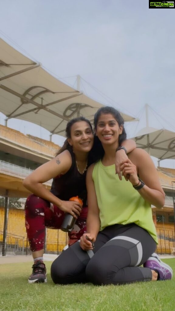 Aishwarya R. Dhanush Instagram - Just when I thought it was end of the week .. Landed up training with my darling fitness freak ! My my when you train with this pro .. You fret sweat as she keeps you going nonstop on your toe! Let’s go ! All this said proud of you my gurl 🧡💪🏼🫶🏼@joshnachinappa15 #fridaymood #friendshipgoals