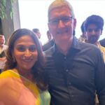 Aishwarya R. Dhanush Instagram – Dress up ..look up ..show up..after a day of work ..worth it ! Thank you @apple #timcook sir and #shvetha for making me dress up and come for this awesome opening ! Of course always a pleasure being around you @arrahman sir ! (Will never miss a photo op with you )  #eveningtoremember