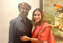 Aishwarya R. Dhanush Instagram - Post pack up …dress up …show up ✨ #jaileraudiolaunch #aboutlastnight✨ APPA ❤️