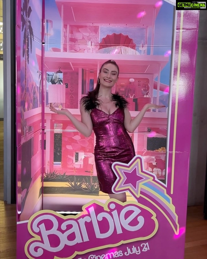 Amber Doig Thorne Instagram - This Barbie is living her best life 💖 Amazing week celebrating the biggest throwback to my childhood 🥹 What was your favourite toy as a child? 😍 I loved Barbie, Action Man, Power Rangers & Bratz - the weirdest combination I know 😂 Are you Team Barbie 💞 or Oppenheimer?💥 👗This gorgeous dress is @karen_millen #barbiemovie #barbiefilm #oppenheimer #oppenheimermovie #barbenheimer #filmpremiere #filmpremier #moviepremiere #moviepremier #ambzdt #amberdoigthorne Barbie World
