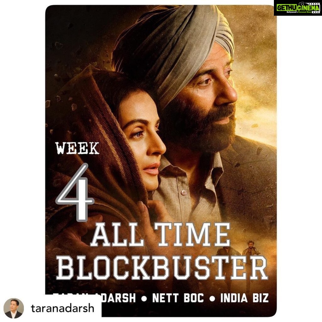 Ameesha Patel Instagram - Posted @withregram • @taranadarsh #Gadar2 inches closer to the next milestone: #Baahubali2 #Hindi… Will become the SECOND-HIGHEST grossing #Hindi film TODAY [Fri]. ⭐️ Week 1: ₹ 284.63 cr ⭐️ Week 2: ₹ 134.47 cr ⭐️ Week 3: ₹ 63.35 cr ⭐️ Week 4: ₹ 27.55 cr ⭐️ Total: ₹ 510 cr #India biz. Nett BOC. #Boxoffice
