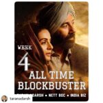 Ameesha Patel Instagram – Posted @withregram • @taranadarsh #Gadar2 inches closer to the next milestone: #Baahubali2 #Hindi… Will become the SECOND-HIGHEST grossing #Hindi film TODAY [Fri].
⭐️ Week 1: ₹ 284.63 cr
⭐️ Week 2: ₹ 134.47 cr
⭐️ Week 3: ₹ 63.35 cr
⭐️ Week 4: ₹ 27.55 cr
⭐️ Total: ₹ 510 cr
#India biz. Nett BOC. #Boxoffice