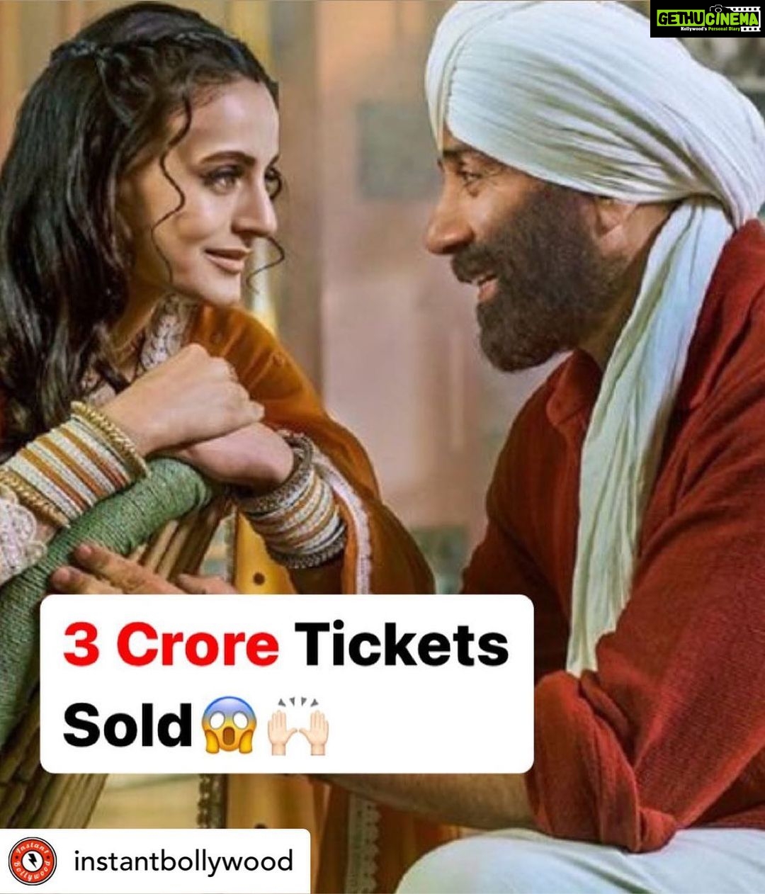 Ameesha Patel Instagram - Posted @withregram • @instantbollywood Sunny Deol & Ameesha Patel’s Gadar 2 continues its Historic box office run in India and continues to set new records in its book. Gadar 2 has now become the BIGGEST HIT in the post-pandemic era, as it crossed 3 crore footfalls (number of tickets sold) in just 17 days. Gadar (2001) had sold over 5 crore tickets! . . #ameeshapatel #sunnydeol #gadar2