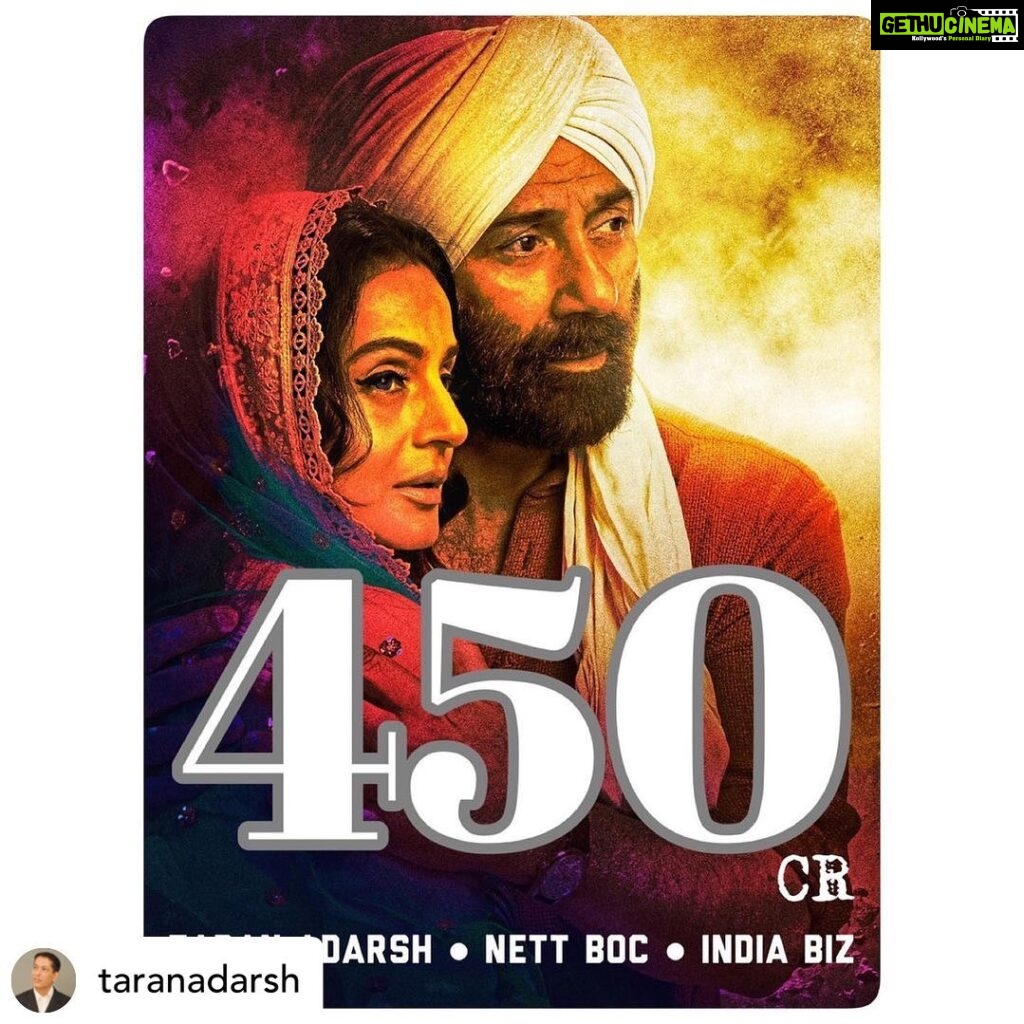 Ameesha Patel Instagram - Posted @withregram • @taranadarsh THE HISTORIC RUN CONTINUES… #Gadar2 is UNBEATABLE and UNSHAKABLE in mass pockets… The jump on [third] Sat - Sun is an EYE-OPENER… Crosses ₹ 450 cr, begins its TRIUMPHANT MARCH towards ₹ 500 cr… [Week 3] Fri 7.10 cr, Sat 13.75 cr, Sun 16.10 cr. Total: ₹ 456.05 cr. #India biz.