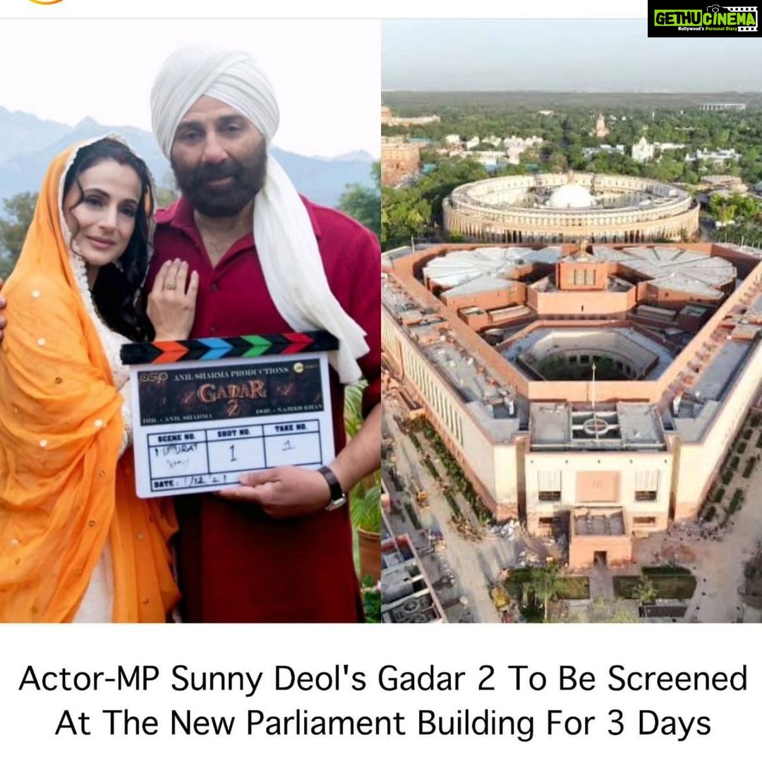 Ameesha Patel Instagram - Posted @withregram • @movietalkies The first screening of #Gadar2 started today, on August 25th, at 11:00 a.m. and will continue for three days. There will be five shows every day for the Lok Sabha members in the New Parliament building. It’s the first time ever that a film will be screened for the Lok Sabha members, so it is certainly a huge accomplishment for the team of Gadar 2. #SunnyDeol #AmeeshaPatel ZeeStudios #NewParliamentBuilding #MovieTalkies