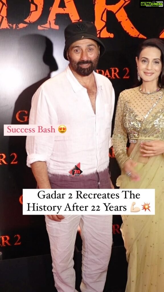Ameesha Patel Instagram - Very beautiful Ameesha Patel & Sunny Deol arrived at Gadar 2 movie Success Party 😍🔥 . . Follow for more updates @filmymantramedia . . #ameeshapatel #sunnydeol #gadar2 #bollywood #filmymantra Mumbai, Maharashtra