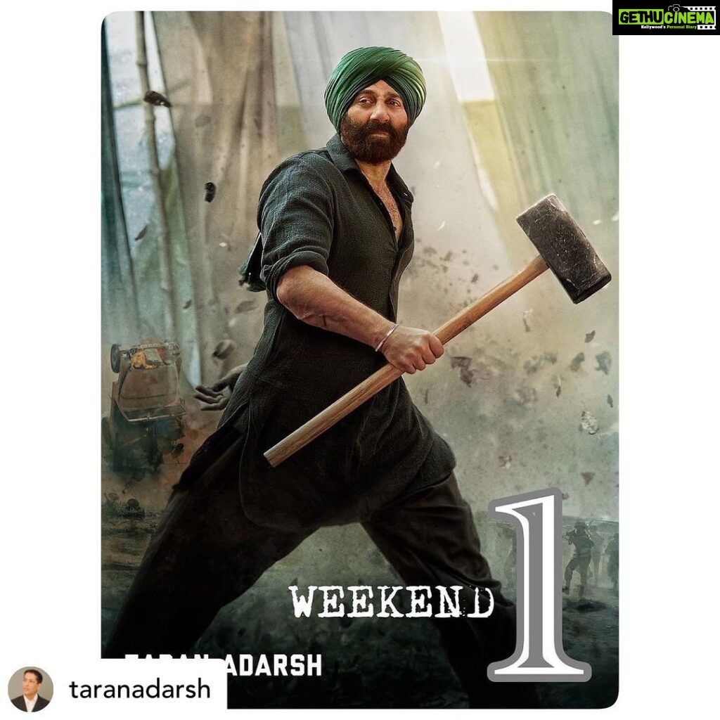 Ameesha Patel Instagram - Posted @withregram • @taranadarsh TARA SINGH SMASHES THE #BO WITH HIS SLEDGE HAMMER… #Gadar2 creates #Gadar at the #BO… The GLORIOUS opening weekend proves, yet again, that *well-made* desi entertainers will never go out of fashion… All eyes on #IndependenceDay: Picture abhi baaki hain… Fri 40.10 cr, Sat 43.08 cr, Sun 51.70 cr. Total: ₹ 134.88 cr. #India biz. It’s crystal clear by now - if #Gadar2 was a solo release, NOT clashing with another #Hindi film - it would’ve easily added another ₹ 30 cr in its *weekend total*.