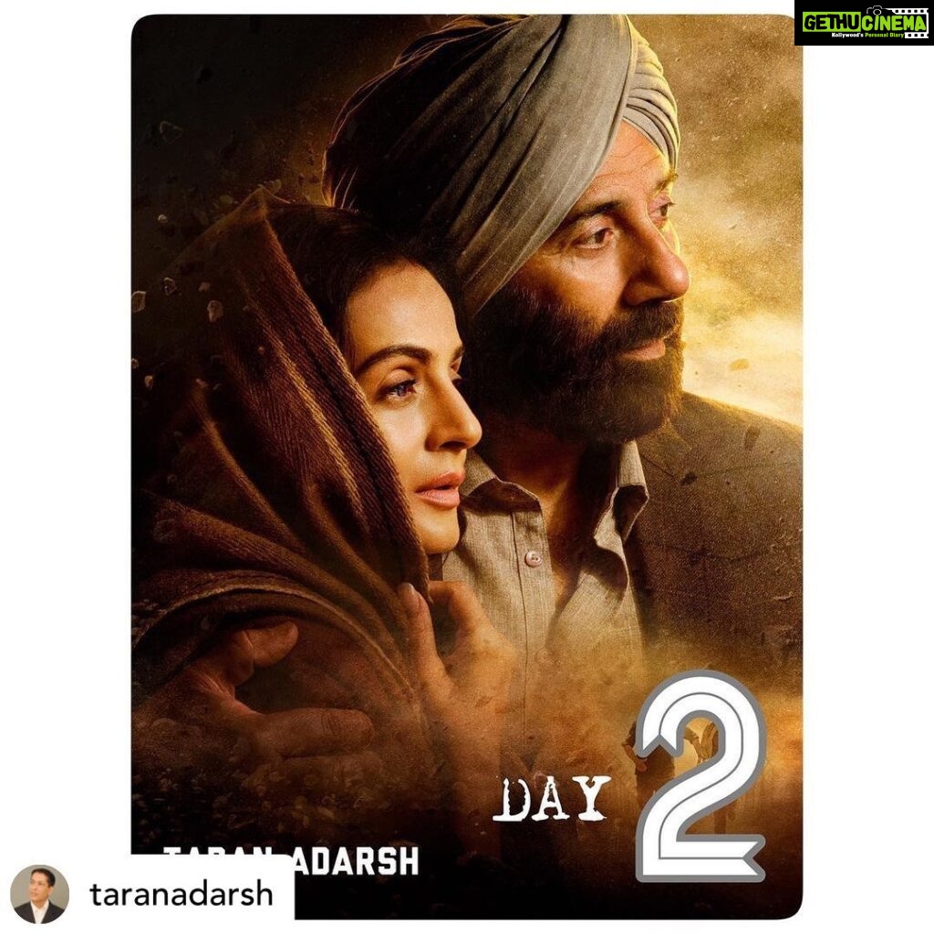 Ameesha Patel Instagram - Posted @withregram • @taranadarsh It’s a TSUNAMI… #Gadar2 continues to ROAR, ROCK and RULE… East - West - North - South, #Gadar2 is all set for a historic run… Will comfortably cross *₹ 200 cr* in *Week 1* itself… Fri 40.10 cr, Sat 43.08 cr. Total: ₹ 83.18 cr. #India biz. BLOCKBUSTER.