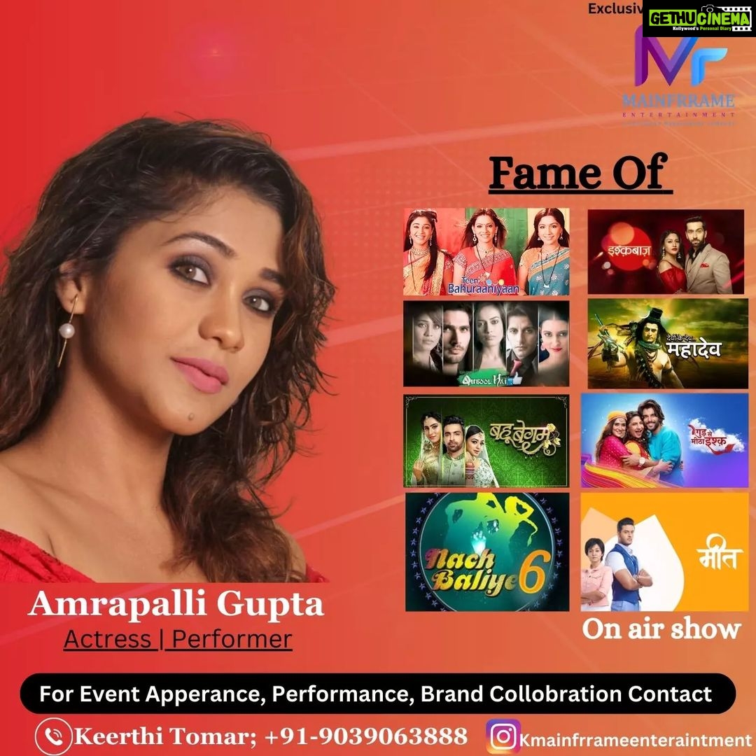 Amrapali Gupta Instagram - Our exclusive beautiful Television diva Amrapalli Gupta Available for upcoming events apperance Also available for upcoming Ganapati, Dahihandi and Navratri Dandiya events.. For shows booking contact @kmainfrrameentertainment +91-9039063888 . . . . . . #kmainfrrameentartainment #mainfrrameentertainment #event #celebrity #celebritymangament #dandiya #dahihandi #ganpati #event #celebrities #amrapalligupta